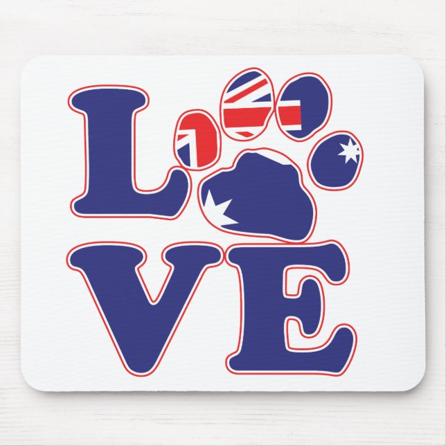Love-From-Australia-Paw-Print Mouse Mat (Front)