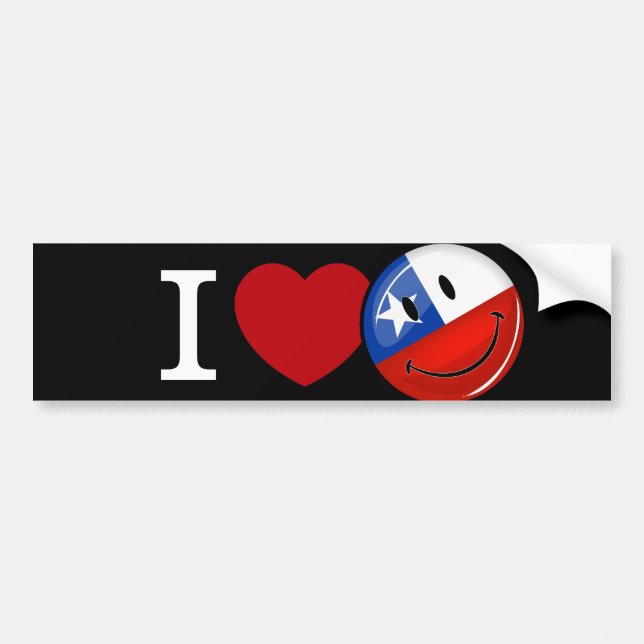 Love From Chile Smiling Chilean Flag Bumper Sticker (Front)