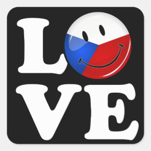 Love From Czech Republic Smiling Flag Square Sticker