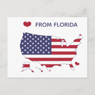 Love from Florida - State Pride  - US Flag Postcard