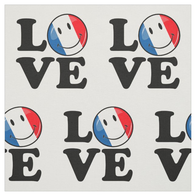 Love From France Smiling Flag Fabric (Swatch)