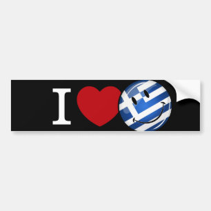 Love From Greece Smiling Flag Bumper Sticker