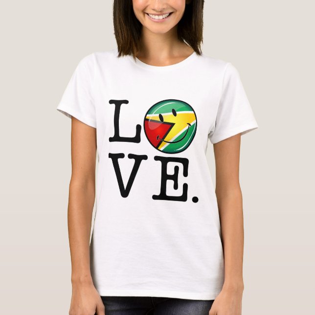 Love From Guyana Smiling Guyanese Flag T-Shirt (Front)