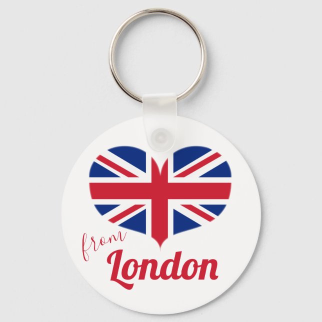 Love from London | Heart Shaped UK Flag Union Jack Key Ring (Front)