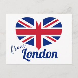 Love from London   Heart Shaped UK Flag Union Jack Postcard