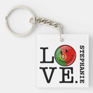 Love From Portugal Smiling Flag Key Ring