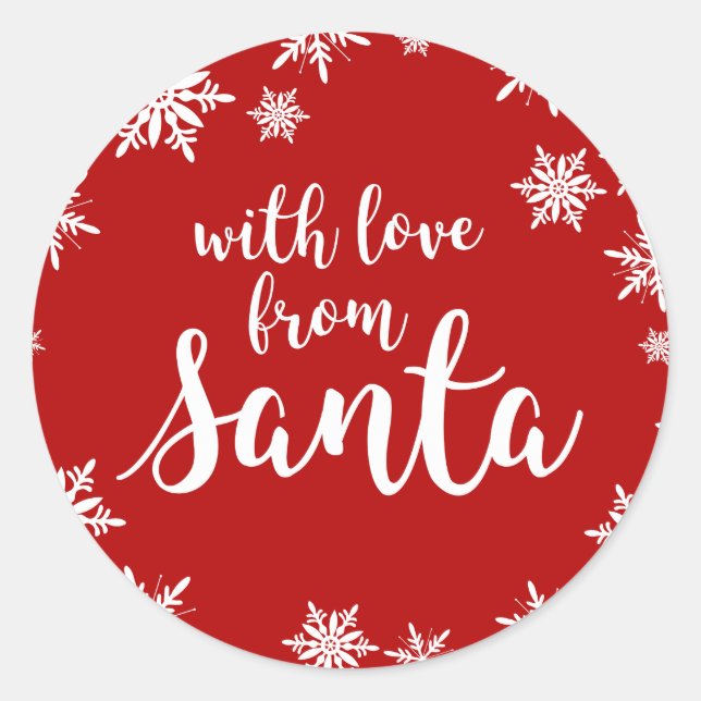 Love from Santa red Christmas gift sticker (Front)
