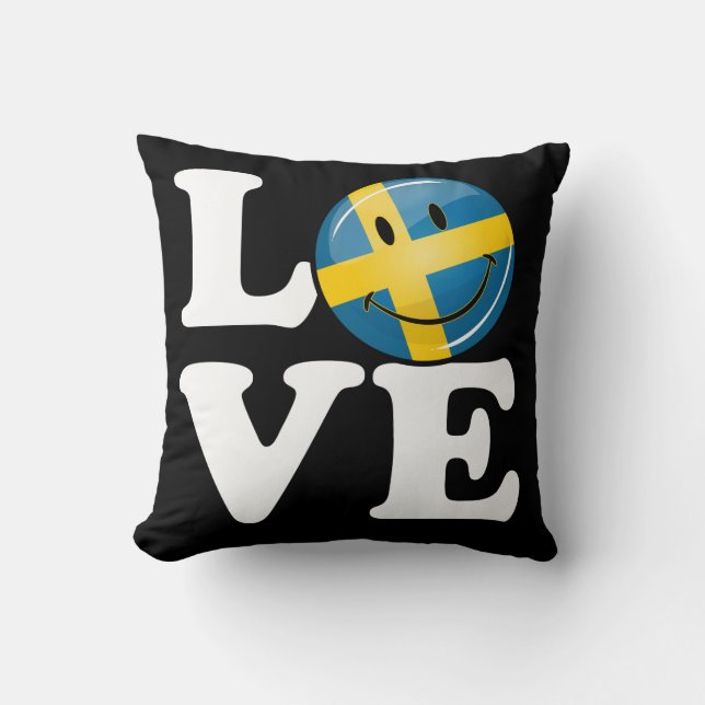 Love From Sweden Smiling Flag Cushion (Front)