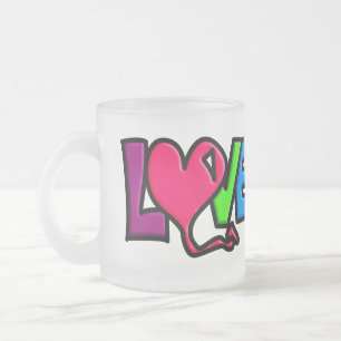 Love frosted glass coffee mug