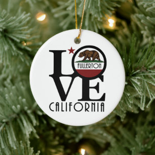 LOVE Fullerton California Ceramic Tree Decoration