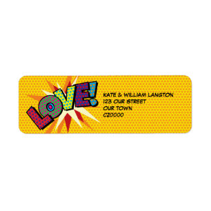 LOVE Fun Retro Comic Book Pop Art Address
