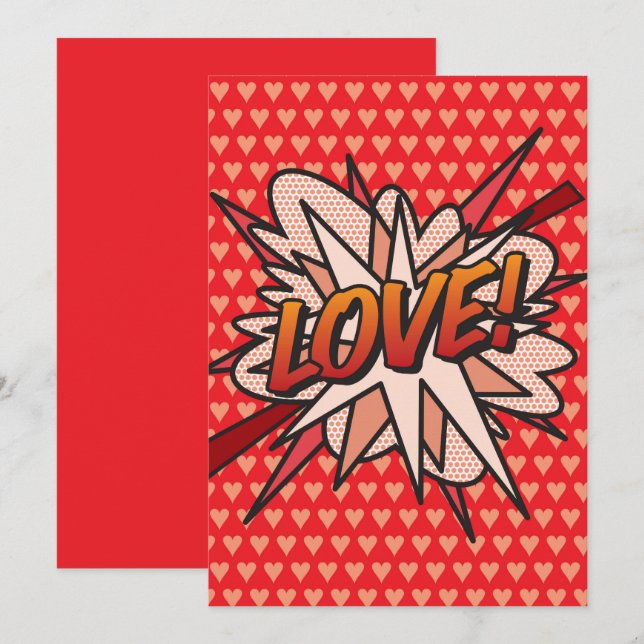 LOVE Fun Retro Comic Book Pop Art Invitation (Front/Back)