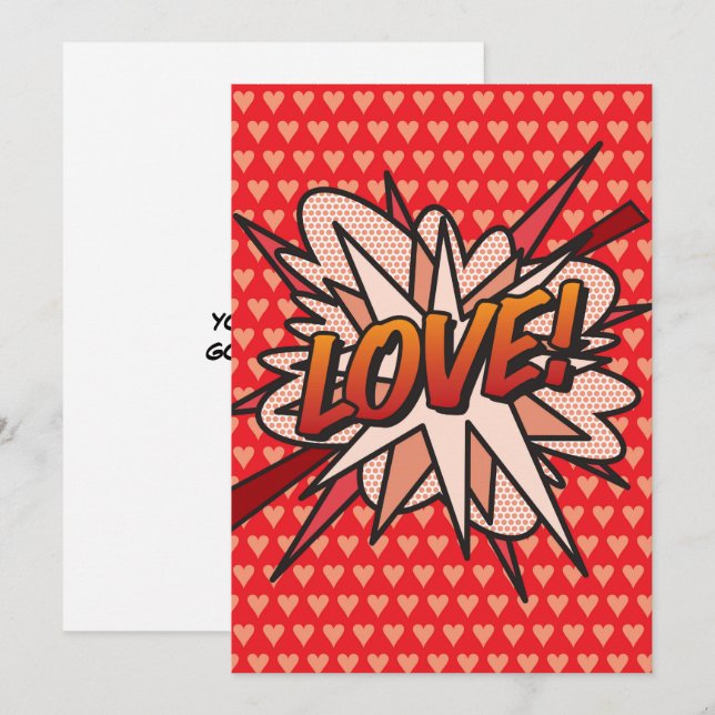LOVE Fun Retro Comic Book Pop Art Invitation (Front/Back)