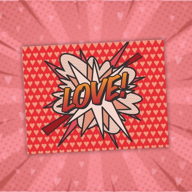 LOVE Fun Retro Comic Book Pop Art Postcard (LOVE Fun Retro Comic Book Pop Art Postcard)