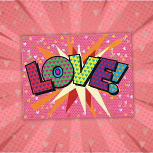 LOVE Fun Retro Comic Book Pop Art Postcard