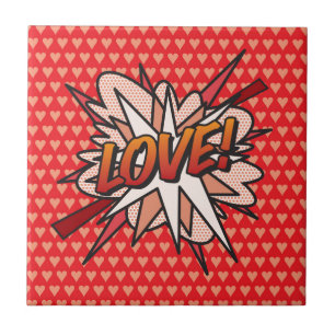 LOVE Fun Retro Comic Book Pop Art Tile