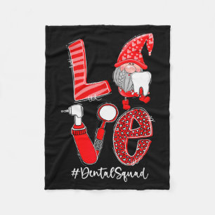 Love Funny Gnome Dental Squad Valentines Day Match Fleece Blanket