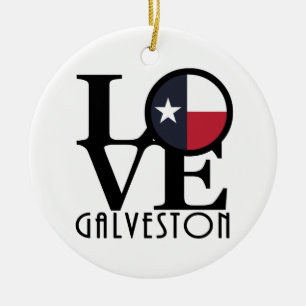 LOVE Galveston Texas Ceramic Tree Decoration