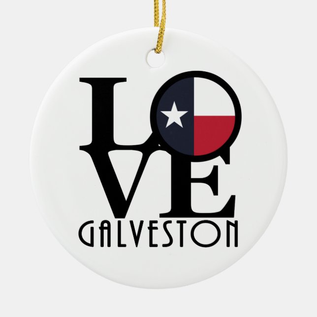 LOVE Galveston Texas Ceramic Tree Decoration (Front)