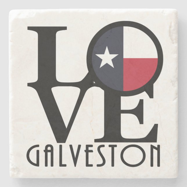 LOVE Galveston Texas Stone Coaster (Front)