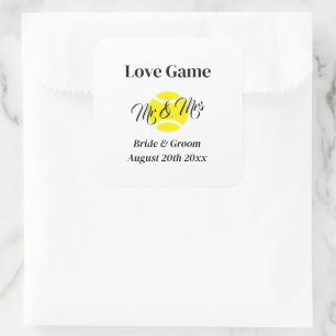 Love Game funny Mr & Mrs tennis theme wedding Square Sticker