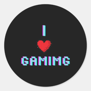 Love Gaming Video Game Heart Gamer Classic Round Sticker