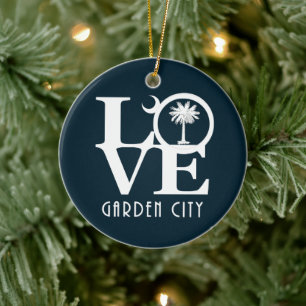LOVE Garden City South Carolina Ceramic Tree Decoration