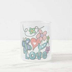 Love Garden Frosted Glass Coffee Mug