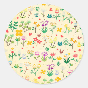 Love Garden Spring Flowers & Hearts  Classic Round Sticker