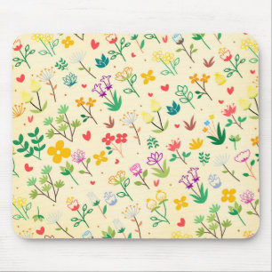 Love Garden Spring Flowers & Hearts  Mouse Mat