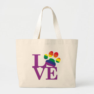 Love-Gay-Pawprint- Large Tote Bag