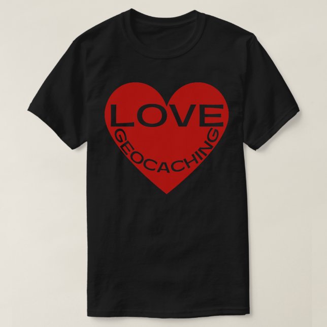 Love Geocaching Red Heart Hob  T-Shirt (Design Front)