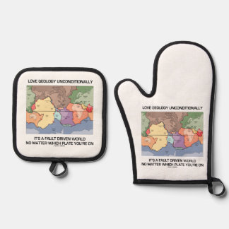 Love Geology Unconditionally Fault Driven World Oven Mitt & Pot Holder Set