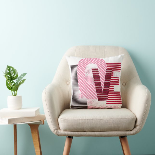Love Geometric Magenta Letter Cushion (Chair)