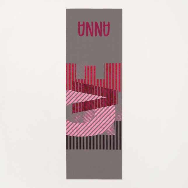 Love Geometric Magenta Letter Yoga Mat (Front)