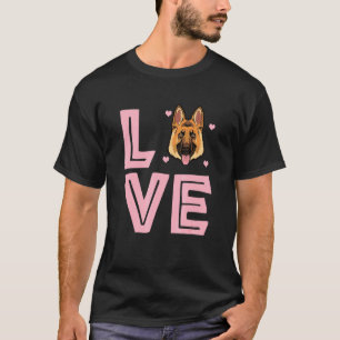 Love German Shepherd Dog Cute Valentines Graphic T T-Shirt