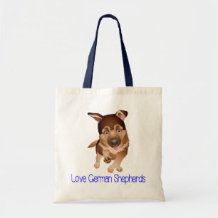 Love German Shepherd Puppy Dog Canvas Tote Bag