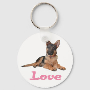 Love German Shepherd Puppy Dog Keychain