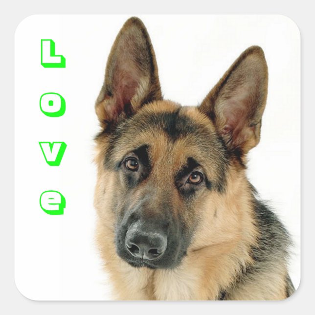 Love German Shepherd Puppy Dog Stickers (Front)