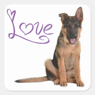 Love German Shepherd Puppy Dog Stickers