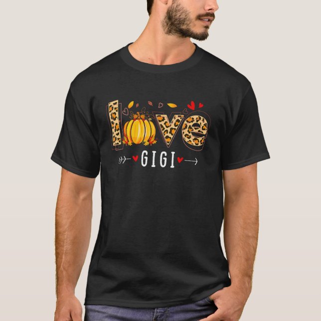 Love Gigi Leopard Print Pumpkin Halloween Cute Gra T-Shirt (Front)