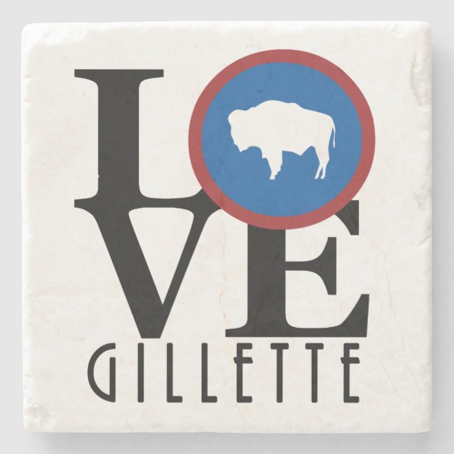 LOVE Gillette Wyoming Stone Coaster (Front)