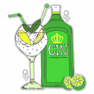 Love Gin and Tonic Cocktail Glass and Bottle Bar