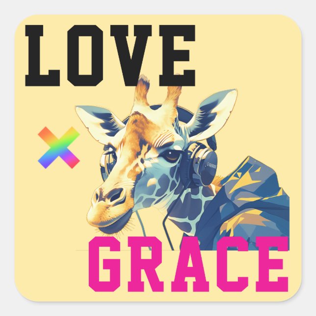 LOVE × GIRAFFE - Custom Square Sticker (Front)