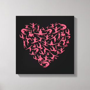 Love Girls Gymnastics - Silhouette Heart Canvas Print