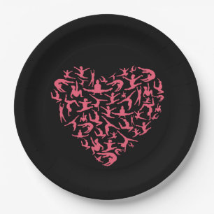 Love Girls Gymnastics - Silhouette Heart Paper Plate
