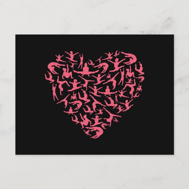 Love Girls Gymnastics - Silhouette Heart Postcard (Front)