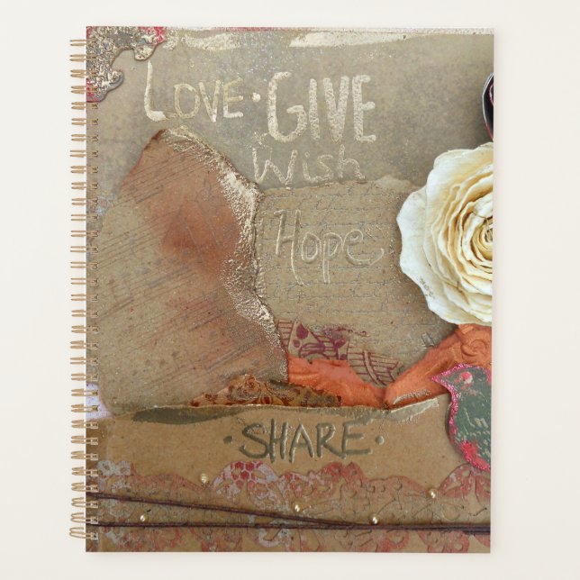 Love Give Hope Share Mixed Media Art Planner (Front)