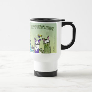 Love Gives you Butterflies-Cats on Fence Travel Mug