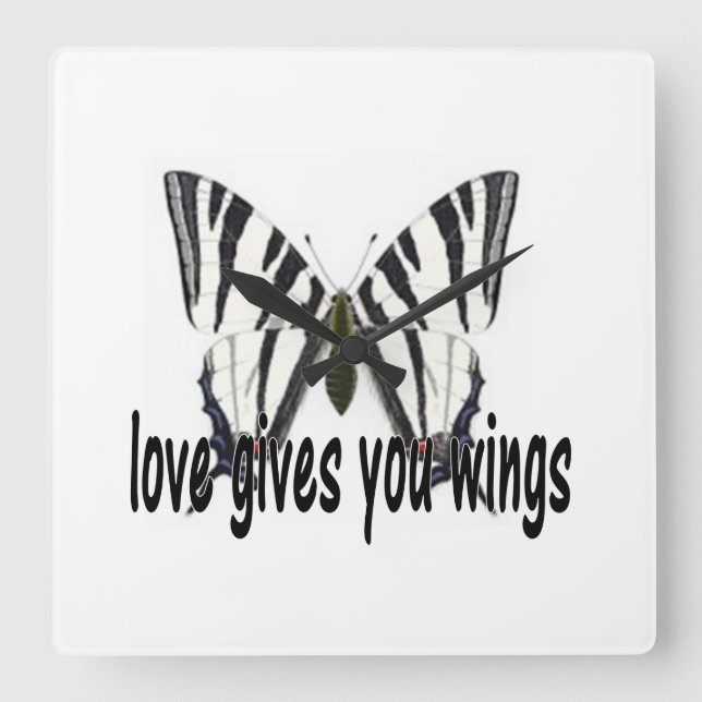 Love Gives You Wings Square Wall Clock (Front)